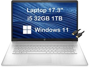 لاب توب إتش بي 17 لابتوب أعمال 17.3 بوصة FHD IPS للأعمال (Intel i5-1135G7 ، ذاكرة وصول عشوائي 32 جيجا ، 1 تيرابايت SSD ، رسومات UHD) رباعي النواة (Beat i7-10510U) إطار ضيق ، بطارية طويلة العمر ، كاميرا ويب ، نوع C ، كابل HDMI ، Win 11 الرئيسية - 2022