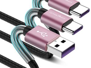 كابل CyvenSmart USB Type C 1 قدم ، [عبوتان] USB A 2.0 إلى USB-C شاحن سريع متين سلك TPE متوافق مع Samsung Galaxy A10 / A20 / A51 / S10 / S9 / S8 Plus / Note 9/8 ، LG V50 V40 G8 G7 ثنك بينك