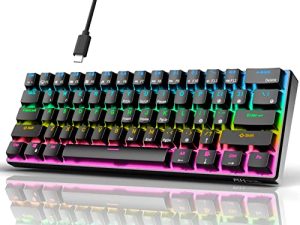 RK ROYAL KLUDGE RK61 سلكي 60٪ لوحة مفاتيح ألعاب ميكانيكية بإضاءة خلفية RGB فائقة الصغر قابلة للتبديل السريع التبديل باللون الأسود
