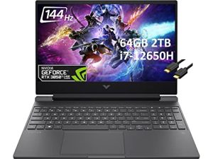 كمبيوتر محمول HP Victus 15t 15.6 بوصة FHD 144 هرتز للألعاب (Intel 12th Gen i7-12650H ، 64 جيجابايت رام ، 2 تيرا بايت PCIe SSD ، Geforce RTX 3050 Ti 4GB) 10-Core (Beat Ryzen 7 5800H) ، إضاءة خلفية ، كاميرا ويب ، كابل IST ، Windows 11 Home - 2022