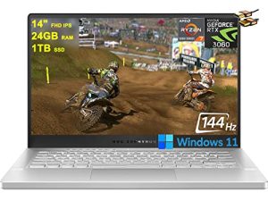 ASUS ROG Zephyrus G14 كمبيوتر محمول للألعاب 14 بوصة FHD IPS شاشة 144 هرتز AMD Ryzen 5000 سلسلة ثماني النواة Ryzen 7 5800HS (Beats i7-11370H) 24 جيجا بايت رام 1 تيرا بايت SSD GeForce RTX 3060 6 جيجا بايت الخلفية USB-C Win11 + كابل HDMI