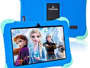 تابلت Fivahiva Kids Tablet 7 بوصة للأطفال 2-12 Android 11 Go رباعي النواة 2 جيجابايت + 32 جيجابايت كاميرا مزدوجة التحكم الأبوي برنامج iWawa Learning Game مثبت مسبقًا مع جراب مضاد للسقوط