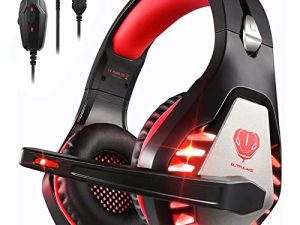 سماعة رأس للألعاب مع ميكروفون لجهاز الكمبيوتر PS4 ، سماعة رأس Xbox One فوق الأذن لسماعات رأس PS5 لإلغاء الضوضاء مع ميكروفون ومصابيح LED للأطفال البالغين