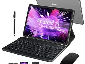 MEBERRY محدث Android 11.0 Tablet: 10.1 بوصة فائقة السرعة 4 جيجابايت / ذاكرة الوصول العشوائي ، أقراص 64 جيجابايت / ROM - بطارية 8000 مللي أمبير - 2.4 جيجا + 5 جيجا دعم واي فاي - لوحة مفاتيح بلوتوث | الماوس | يشمل غطاء الكمبيوتر اللوحي M7 والمزيد - رمادي معدني