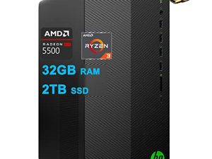 HP Pavilion كمبيوتر سطح المكتب للألعاب AMD Ryzen 5000 Series رباعي النواة Ryzen 3 معالج 5300G 32 جيجا بايت رام 2 تيرا بايت SSD AMD Radeon RX 5500 4 جيجا بايت USB-C بلوتوث 5.1 الصوت المحيطي Win11 + كابل HDMI