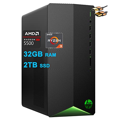 HP Pavilion كمبيوتر سطح المكتب للألعاب AMD Ryzen 5000 Series رباعي النواة Ryzen 3 معالج 5300G 32 جيجا بايت رام 2 تيرا بايت SSD AMD Radeon RX 5500 4 جيجا بايت USB-C بلوتوث 5.1 الصوت المحيطي Win11 + كابل HDMI HP Pavilion كمبيوتر سطح المكتب للألعاب AMD Ryzen 5000 Series رباعي النواة Ryzen 3 معالج 5300G 32 جيجا بايت رام 2 تيرا بايت SSD AMD Radeon RX 5500 4 جيجا بايت USB-C بلوتوث 5.1 الصوت المحيطي Win11 + كابل HDMI