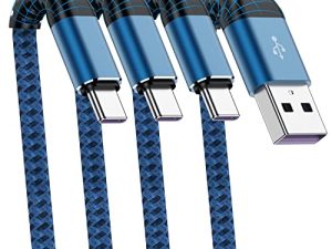 كابل USB A إلى النوع C ، Cabepow [3 حزم] 1 قدم قصير سريع الشحن سلك USB من النوع C 1 قدم لهاتف Samsung Galaxy A10 / A20 / A51 / S10 / S9 / S8 ، شاحن 1 قدم من النوع C كابل USB مضفر ممتاز من النايلون - أزرق