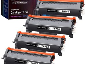 حبر EZ (بديل خرطوشة حبر متوافقة مع TM لـ Brother TN760 TN-760 TN730 للاستخدام مع HL-L2350DW HL-L2395DW HL-L2390DW HL-L2370DW MFC-L2750DW MFC-L2710DW DCP-L2550DW (أسود ، 4 عبوات)